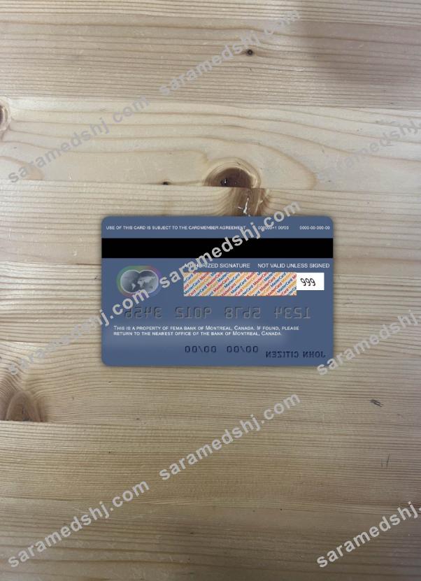 Canada Montreal bank mastercard photolook back